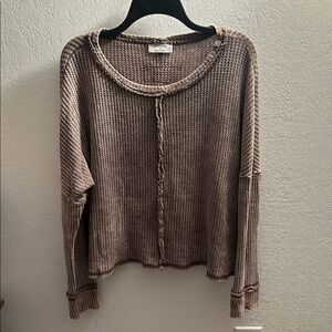 Zenana Outfitters Taupe Waffle Knit
